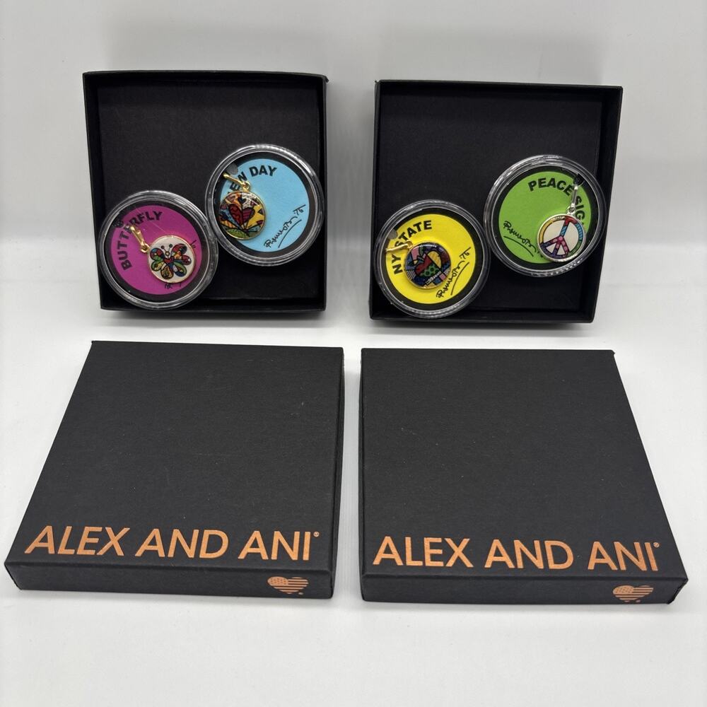 Alex and Ani Romero Britto Art Infusion Pendant Charm Lot of 4 Set With Boxes